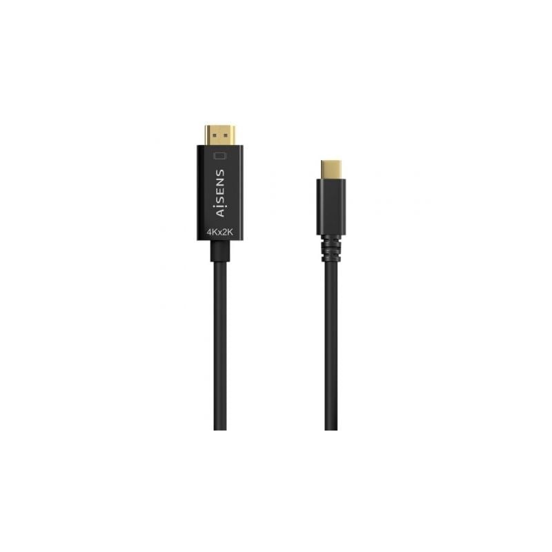 Cable Conversor HDMI 4K Aisens A109-0624- USB Tipo-C Macho - HDMI Macho- Hasta 27W- 1250Mbps- 1.8m- Negro