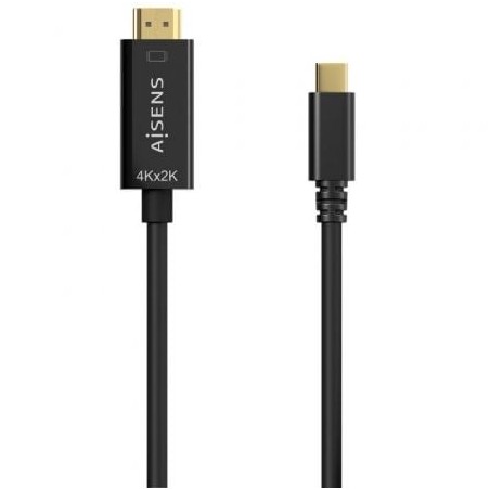 Cable Conversor HDMI 4K Aisens A109-0624- USB Tipo-C Macho - HDMI Macho- Hasta 27W- 1250Mbps- 1.8m- Negro