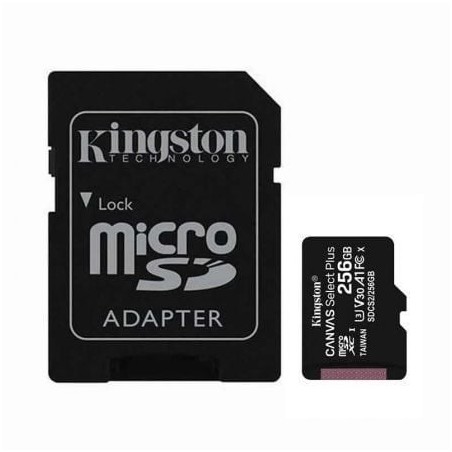 Tarjeta de Memoria Kingston CANVAS Select Plus 256GB microSD XC con Adaptador- Clase 10- 100MBs