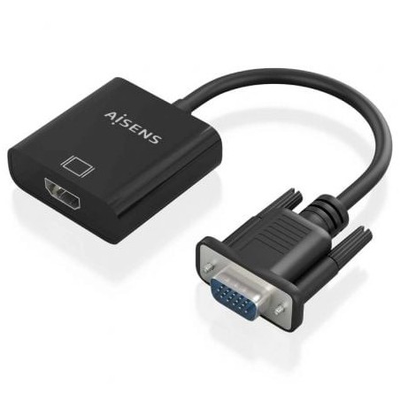 Cable Conversor Aisens A115-0873- VGA Macho- HDMI Hembra - Jack 3.5 Hembra - MicroUSB - 20cm- Negro