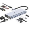 Docking USB Tipo-C Leotec LEDS01- 3xUSB- 2xUSB Tipo-C- 1xUSB Tipo-C PD- 1xHDMI 4K- 1xVGA- 1xRJ45- 1xAudio- 1xLector Tarjetas