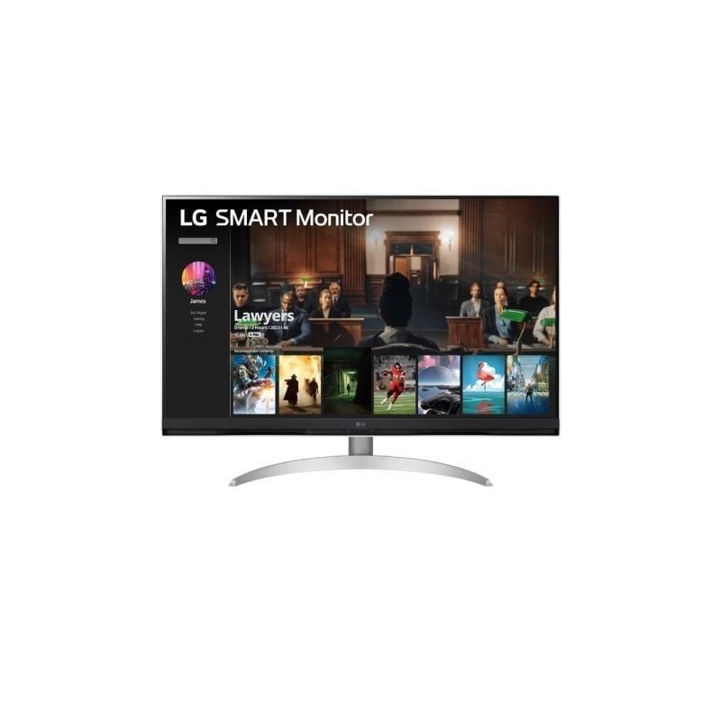 Smart Monitor LG 32SQ700S-W 31.5'- 4K- Smart TV- Multimedia- Regulable en altura- Plata y Blanco
