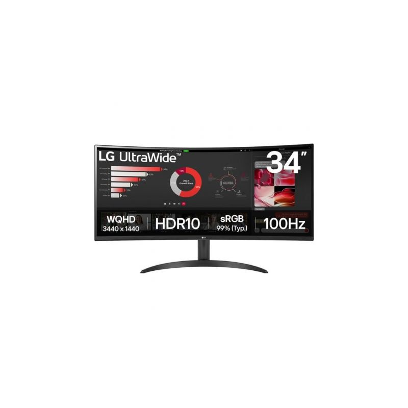Monitor Profesional Ultrapanorámico Curvo LG 34WR50QK-B 34'- WQHD- Negro