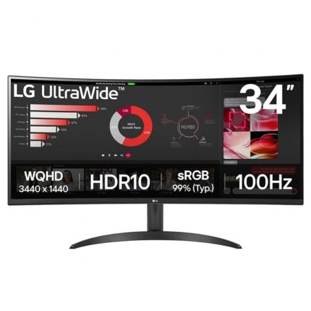 Monitor Profesional Ultrapanorámico Curvo LG 34WR50QK-B 34'- WQHD- Negro