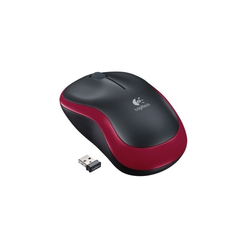 Ratón Inalámbrico Logitech M185- Hasta 1000 DPI- Rojo