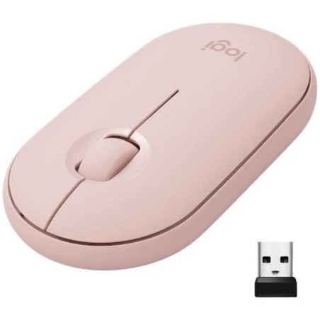 Ratón Inalámbrico por Bluetooth- 2.4GHz Logitech Pebble M350- Hasta 1000 DPI- Rosa