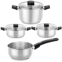Pack Batería de Cocina Elite Monix M240001- Cazo Ø14cm- Ollas Ø24cm- Cacerolas Ø20 - 24cm- Acero Inoxidable- Apta para Inducc