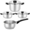 Pack Batería de Cocina Elite Monix M240001- Cazo Ø14cm- Ollas Ø24cm- Cacerolas Ø20 - 24cm- Acero Inoxidable- Apta para Inducc