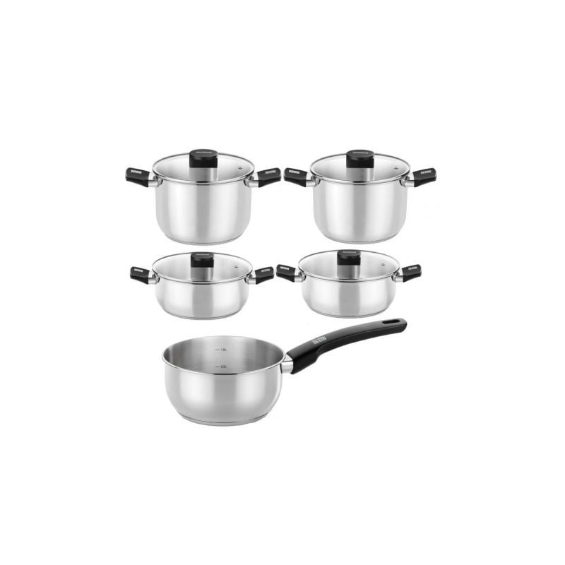 Pack Batería de Cocina Elite Monix M240002- Cazo Ø14cm- Ollas Ø20 - 24cm- Cacerolas Ø20 - 24cm- Acero Inoxidable- Apta para I