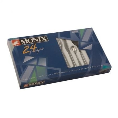 SET 24 PIEZAS CUBIERTOS MONIX REIMS - ACERO INOXIDABLE 18-C 1.8MM - 6 CUCHARAS - 6 TENEDORES - 6 CUCHILLOS - 6 CUCHARITAS CAF