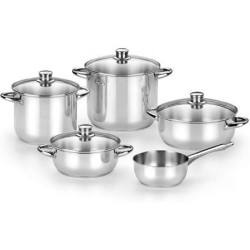 Pack Batería de Cocina Monix Optima2 MA50001- Cazo Ø16cm- Ollas Ø20 - 24cm- Cacerolas Ø20 - 24cm- Acero Inoxidable- Apta para