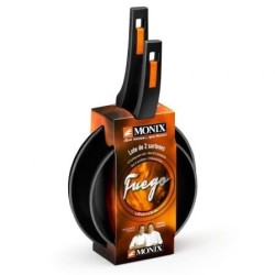 Pack 2 Sartenes Monix Fuego- Ø20cm- Ø24cm- Aluminio forjado- Aptas para Inducción