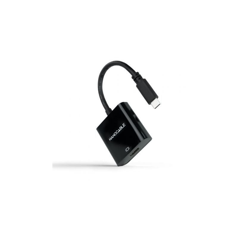 Conversor Nanocable 10.16.4102-BK- USB Tipo-C Macho - HDMI Hembra- 15cm- Negro