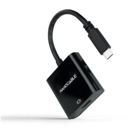 Conversor Nanocable 10.16.4102-BK- USB Tipo-C Macho - HDMI Hembra- 15cm- Negro