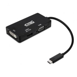 Conversor Nanocable 10.16.4301-BK- USB Tipo-C Macho - VGA Hembra- DVI Hembra- HDMI Hembra- 10cm- Negro
