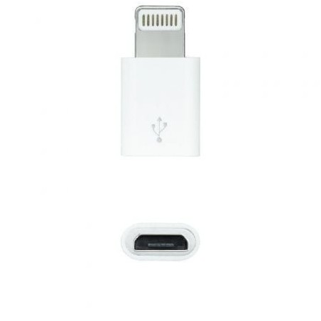 Adaptador Micro USB 2.0 Lightning Nanocable 10.10.4100- Micro USB Hembra - Lightning Macho- Blanco