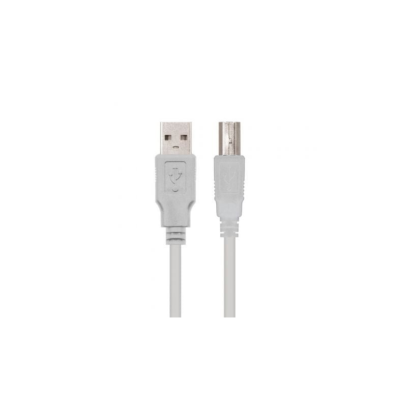 Cable USB 2.0 Impresora Nanocable 10.01.0102- USB Tipo-B Macho - USB Macho- 1m- Beige