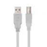 Cable USB 2.0 Impresora Nanocable 10.01.0102- USB Tipo-B Macho - USB Macho- 1m- Beige