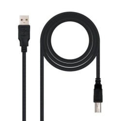 Cable USB 2.0 Impresora Nanocable 10.01.0103-BK- USB Tipo-B Macho - USB Macho- 1.8m- Negro