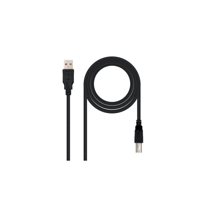Cable USB 2.0 Impresora Nanocable 10.01.0103-BK- USB Tipo-B Macho - USB Macho- 1.8m- Negro