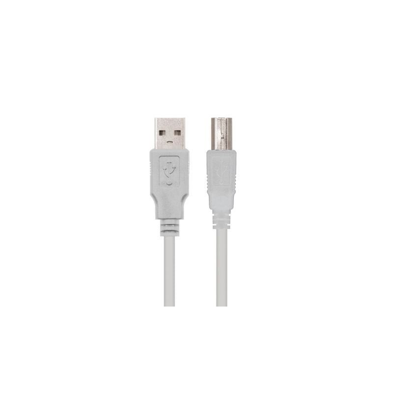 Cable USB 2.0 Impresora Nanocable 10.01.0104- USB Tipo-B Macho - USB Macho- 3m- Beige