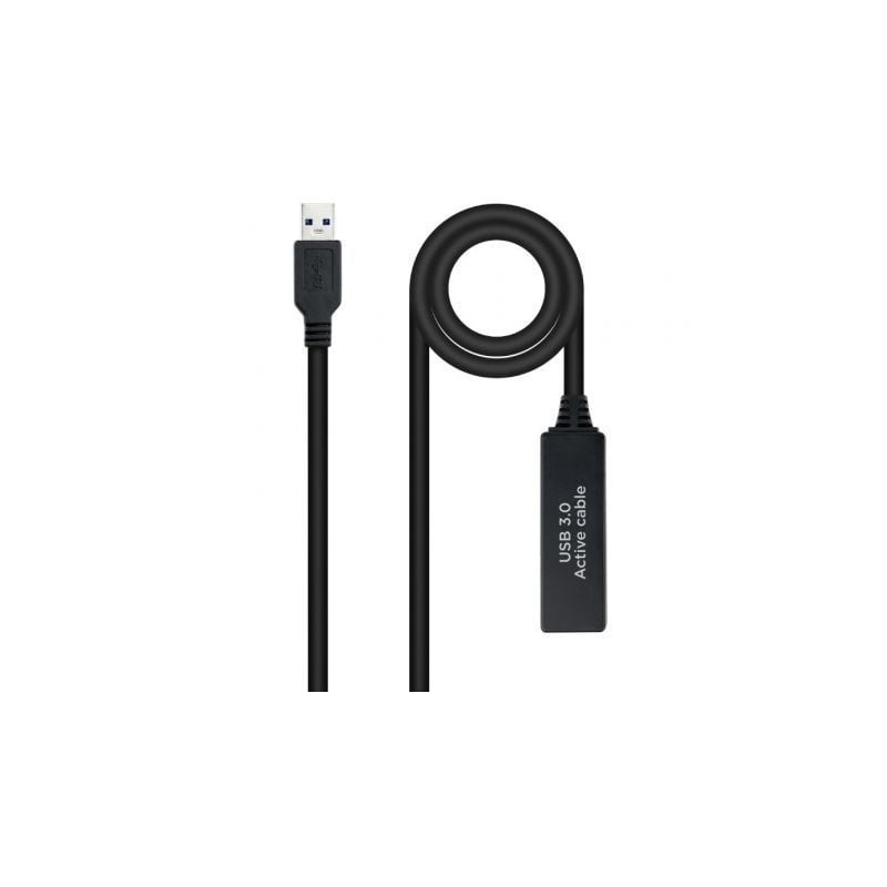 Cable Alargador Amplificador USB 3.0 Nanocable 10.01.0312- USB Macho - USB Hembra- 10m- Negro