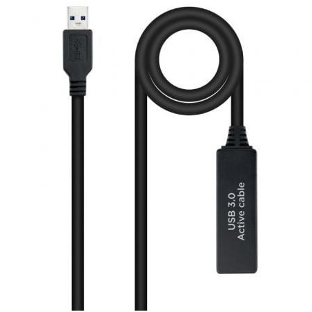 Cable Alargador Amplificador USB 3.0 Nanocable 10.01.0312- USB Macho - USB Hembra- 10m- Negro