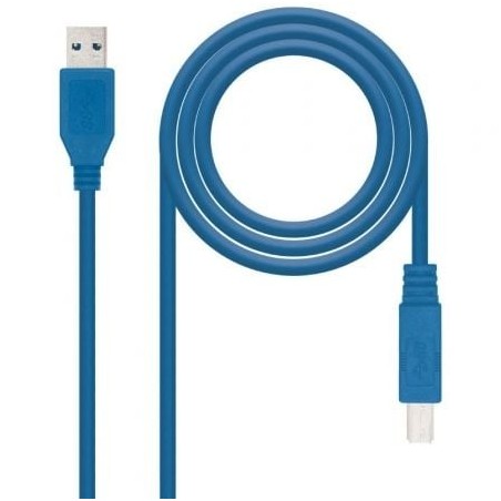 Cable USB 3.0 Impresora Nanocable 10.01.0802-BL- USB Tipo-B Macho - USB Macho- 2m- Azul