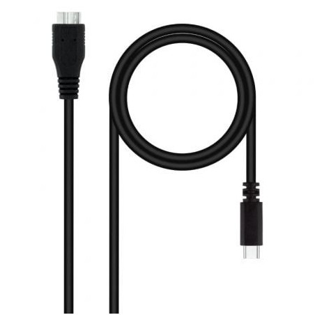 Cable USB 3.0 Tipo-C Nanocable 10.01.1201-BK- USB Tipo-C Macho - MicroUSB Macho- 1m- Negro