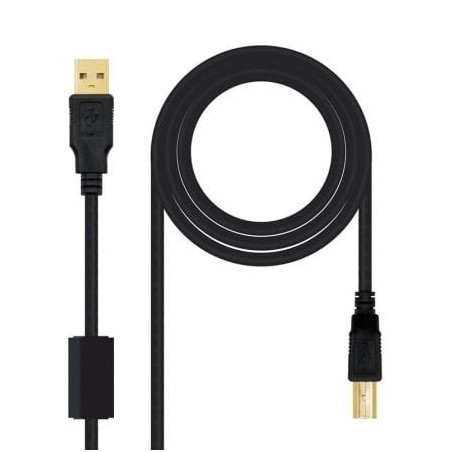 Cable USB 2.0 Impresora Nanocable 10.01.1202- USB Tipo-B Macho - USB Macho - 2m- Negro