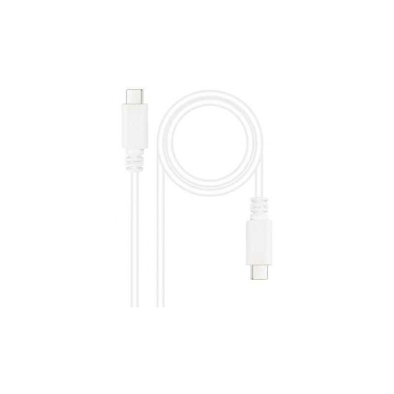 Cable USB 2.0 Tipo-C Nanocable 10.01.2301-W- USB Tipo-C Macho - USB Tipo-C Macho- 480Mbps- 1m- Blanco