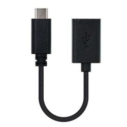Cable USB 2.0 Tipo-C Nanocable 10.01.2400- USB Tipo-C Macho - USB Hembra- 15cm- Negro