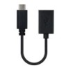 Cable USB 2.0 Tipo-C Nanocable 10.01.2400- USB Tipo-C Macho - USB Hembra- 15cm- Negro