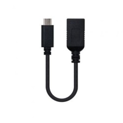 Cable USB 3.1 Nanocable 10.01.4201- USB Tipo-C Macho - USB Hembra- 15cm- Negro