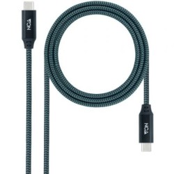 Cable USB 3.2 Tipo-C Nanocable 10.01.4301-L150-COMB- USB Tipo-C Macho - USB Tipo-C Macho- 1.5m- Gris y Negro