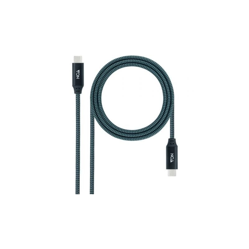 Cable USB 3.2 Tipo-C Nanocable 10.01.4301-L150-COMB- USB Tipo-C Macho - USB Tipo-C Macho- 1.5m- Gris y Negro