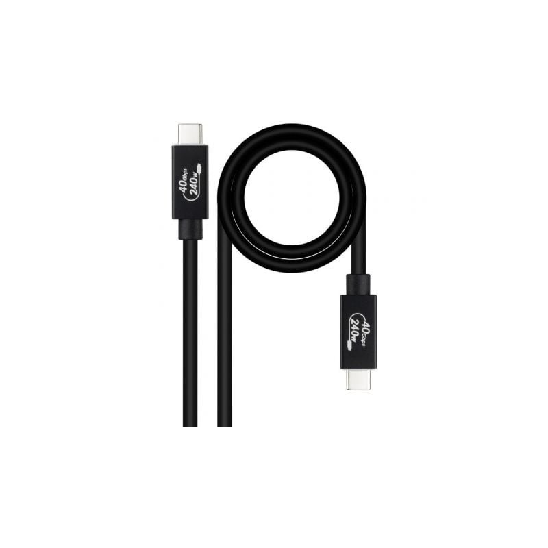 Cable USB 4.0 Nanocable 10.01.5002- USB Tipo-C Macho - USB Tipo-C Macho- Hasta 240W- 40Gbps- 1.8m- Negro