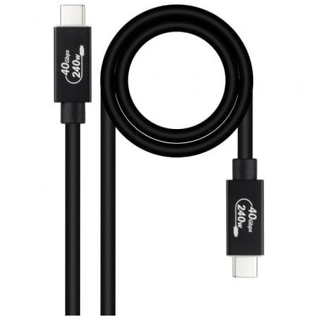 Cable USB 4.0 Nanocable 10.01.5002- USB Tipo-C Macho - USB Tipo-C Macho- Hasta 240W- 40Gbps- 1.8m- Negro