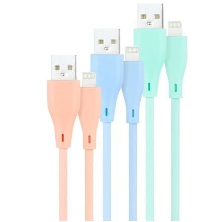 Cables USB 2.0 Lightning Nanocable 10.10.0401-A1- USB Macho - Lightning Macho- 1m- 3 Unidades- Rosa, Azul y Verde