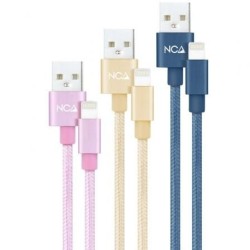 Cables USB 2.0 Lightning Nanocable 10.10.0401-CO2- USB Macho - Lightning Macho- 1m- 3 Unidades- Rosa, Dorado, Azul Pacífico