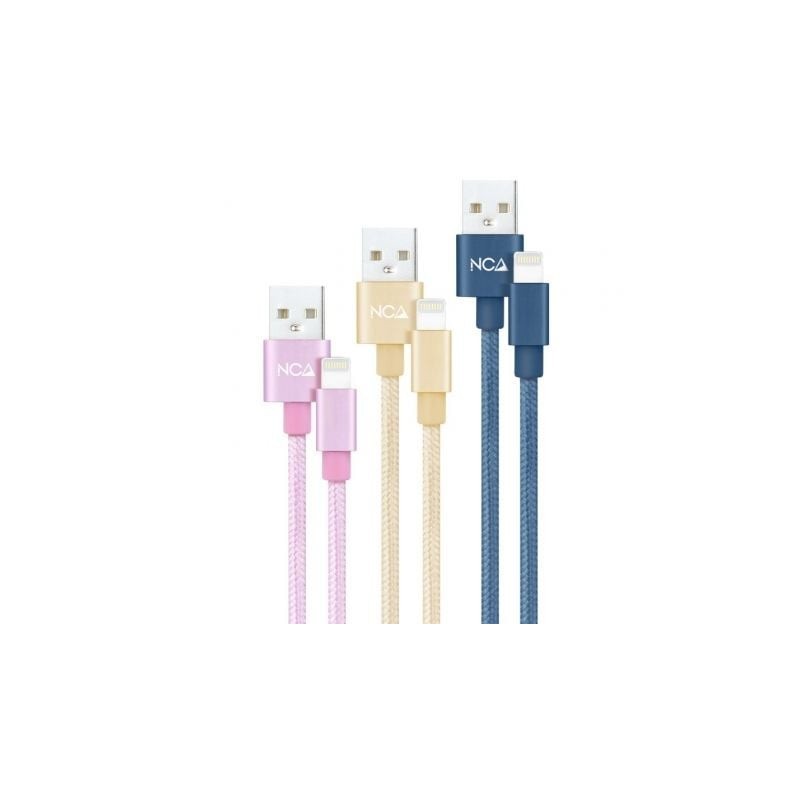 Cables USB 2.0 Lightning Nanocable 10.10.0401-CO2- USB Macho - Lightning Macho- 1m- 3 Unidades- Rosa, Dorado, Azul Pacífico