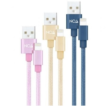 Cables USB 2.0 Lightning Nanocable 10.10.0401-CO2- USB Macho - Lightning Macho- 1m- 3 Unidades- Rosa, Dorado, Azul Pacífico