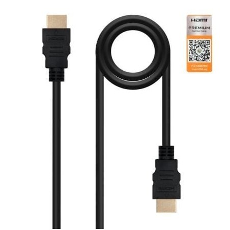 Cable HDMI 2.0 4K Nanocable 10.15.3601- HDMI Macho - HDMI Macho- 1m- Certificado- Negro