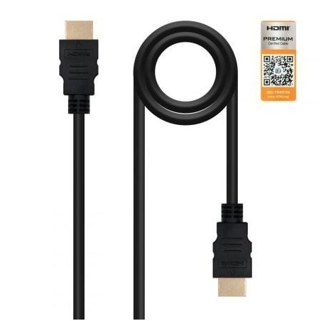 Cable HDMI 2.0 4K Nanocable 10.15.3602- HDMI Macho - HDMI Macho- 2m- Certificado- Negro