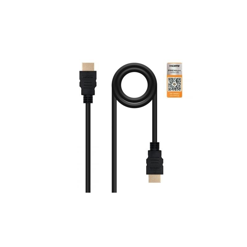Cable HDMI 2.0 4K Nanocable 10.15.3603- HDMI Macho - HDMI Macho- 3m- Certificado- Negro