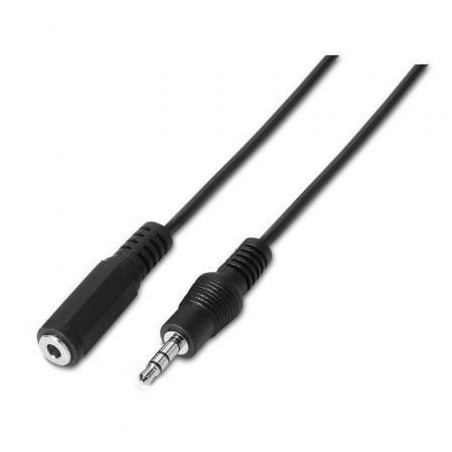 Adaptador Estéreo Aisens A128-0146- Jack 3.5 Macho - Jack 3.5 Hembra- Hasta 0.1W- 3m- Negro