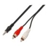 Cable Estéreo Aisens A128-0147- Jack 3.5 Macho - 2x RCA Macho- Hasta 0.1W- 1.5m- Negro