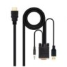 Cable Conversor Nanocable 10.15.4350- HDMI Macho - VGA Macho - Jack 3.5 Macho - USB Macho- 1.8m- Negro