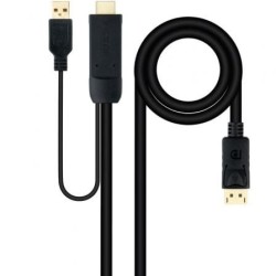 Cable Conversor Nanocable 10.15.4352- HDMI Macho - DisplayPort Macho- 1.8m- Negro