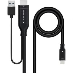 Cable HDMI Nanocable 10.15.4354- HDMI Macho - USB Macho- USB Tipo-C Macho- 1.8m- Negro